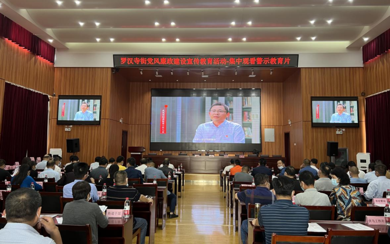 羅漢寺街黨風廉政宣傳教育活動-組織集中觀看警示教育片。劉鄭哲攝