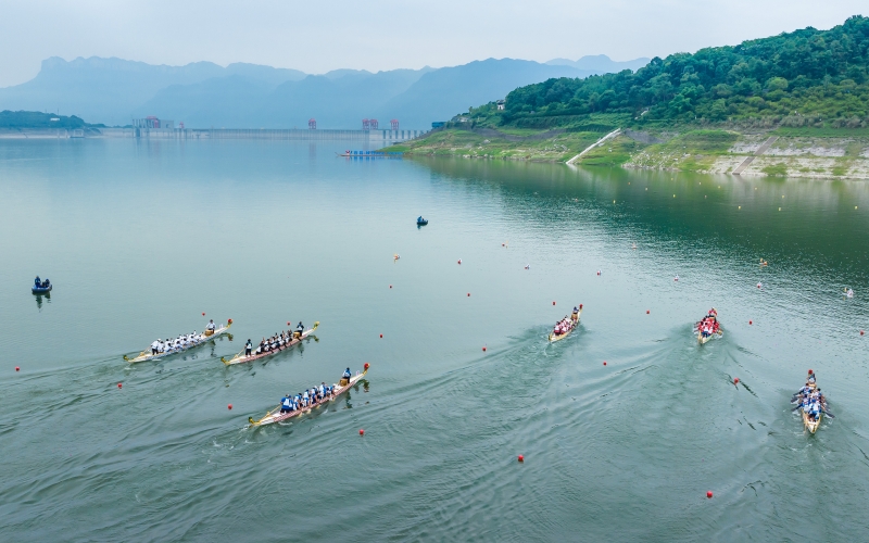 龍舟比賽現(xiàn)場(chǎng)。鄭家裕攝