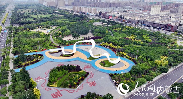 航拍絲綢之路公園。 人民網(wǎng) 孟佳澍 攝