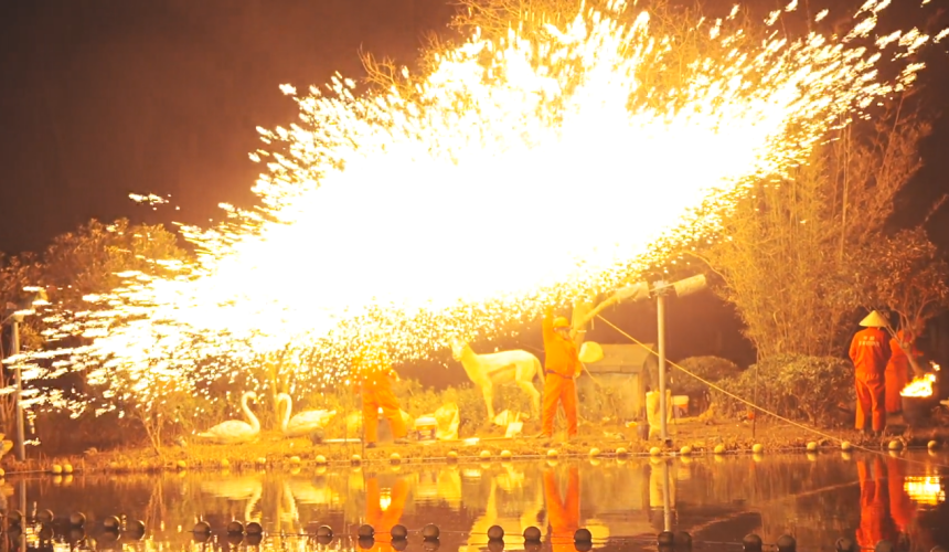 武漢黃陂區(qū)景區(qū)春節(jié)期間的非遺表演。魯明攝