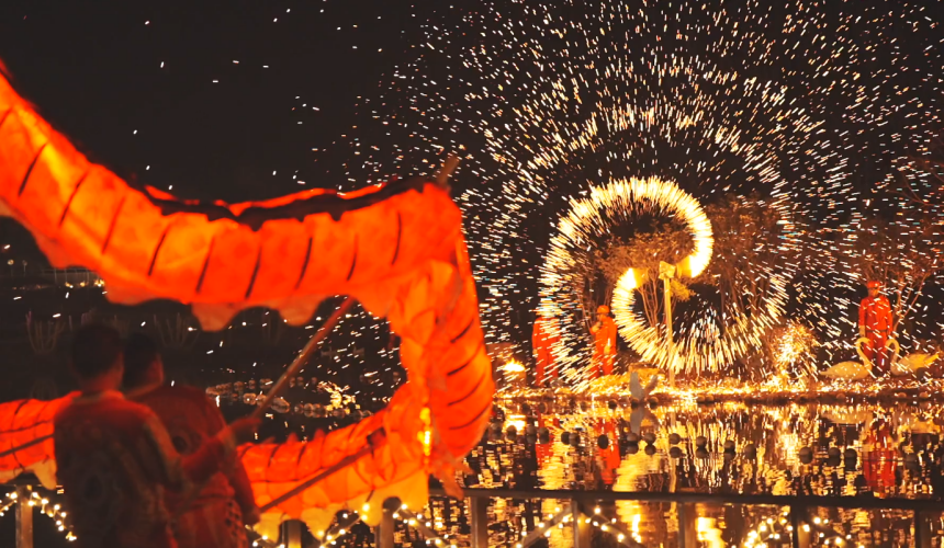 武漢黃陂區(qū)景區(qū)春節(jié)期間的非遺表演。魯明攝